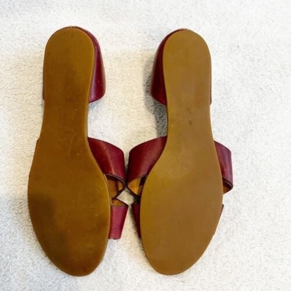 Madewell Red Leather The Thea Crisscross Flat Sandals Women’s 9 Shoes *Read - Picture 8 of 12